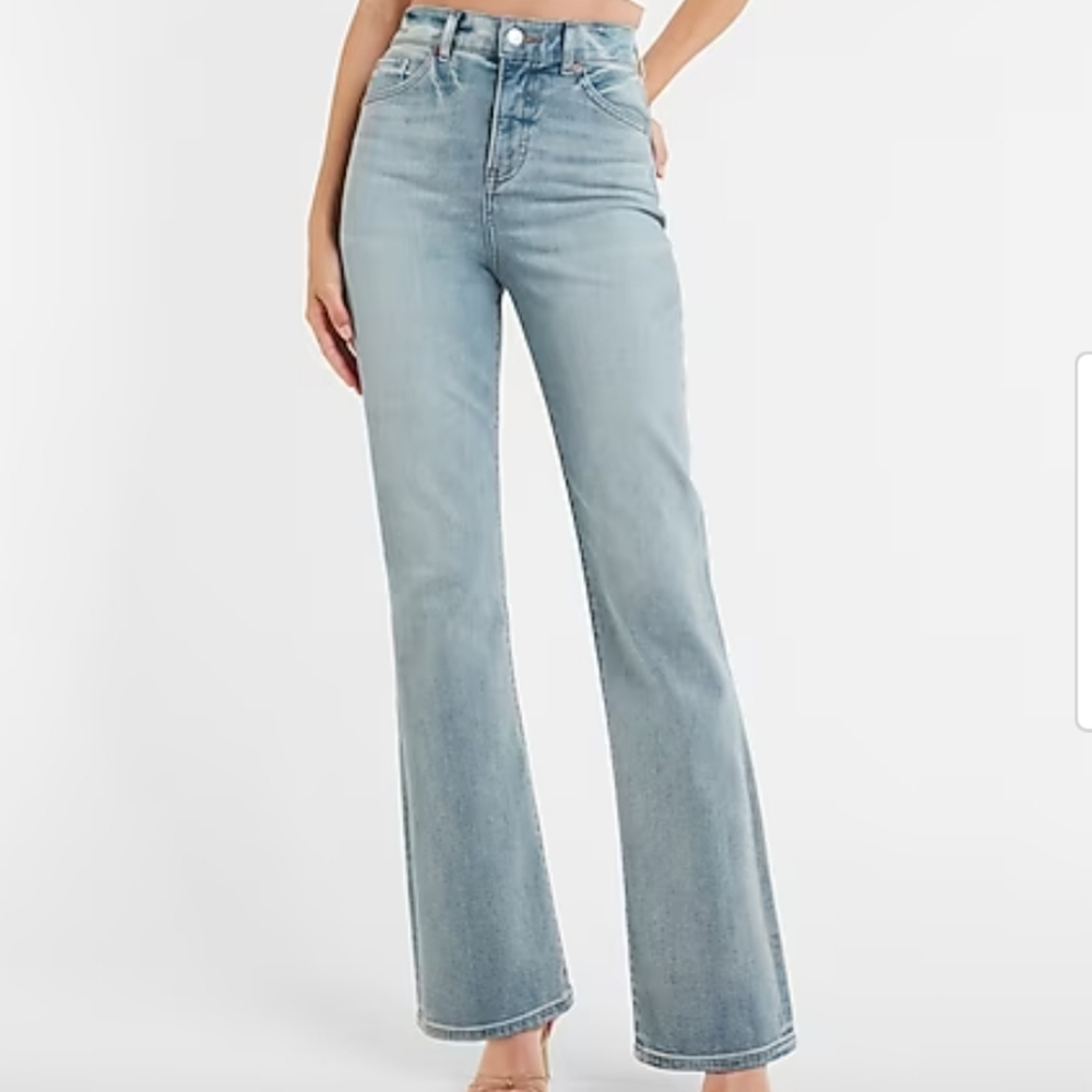 Express Blue Boot Cut Jeans High-Waisted